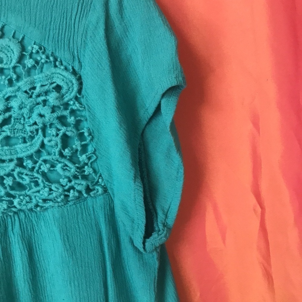 NICOLE Miller Women’s Tunic Top Teal Embroidered Size L Sleeveless Lightweight - Picture 3 of 10